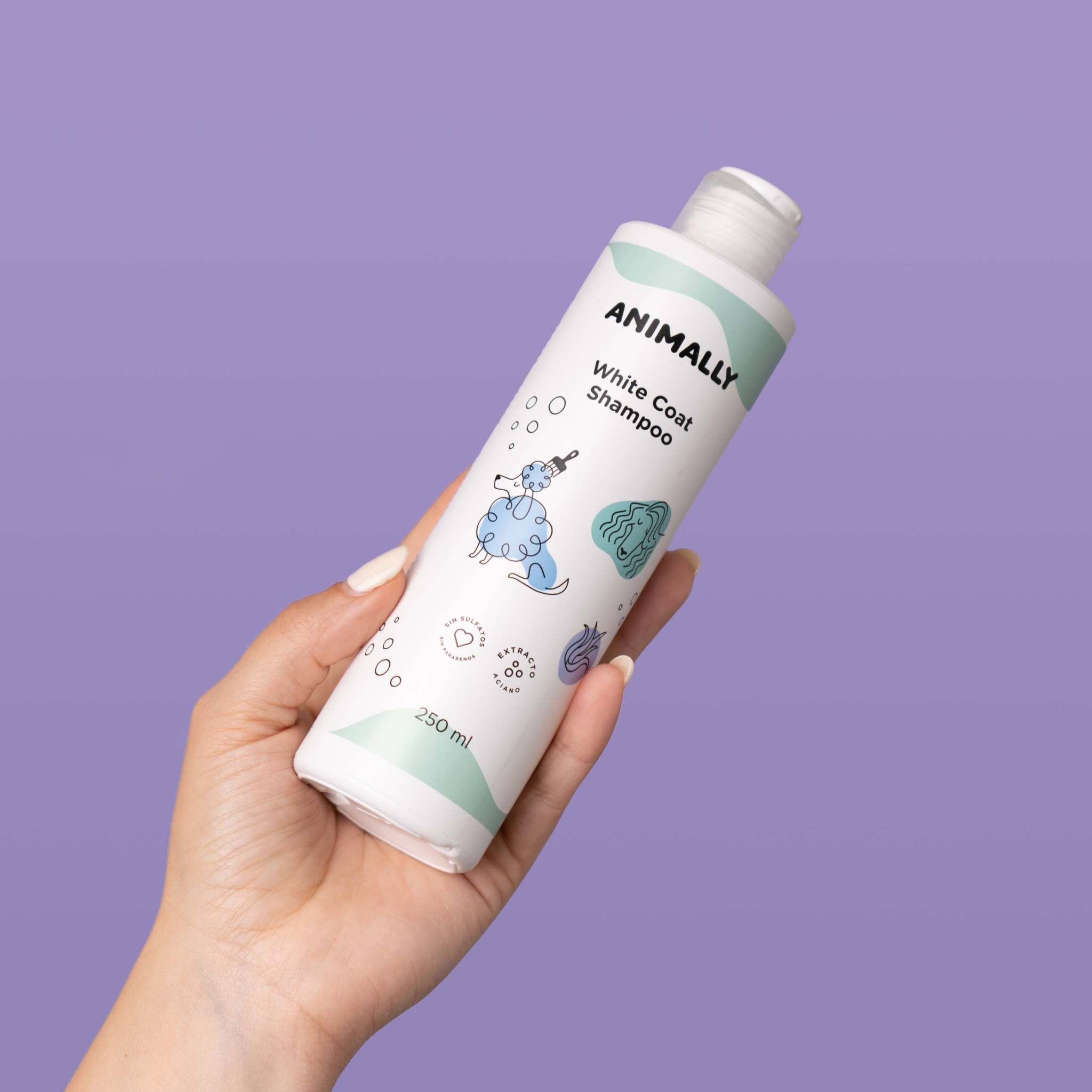 Hundschampo för hundar med vit päls