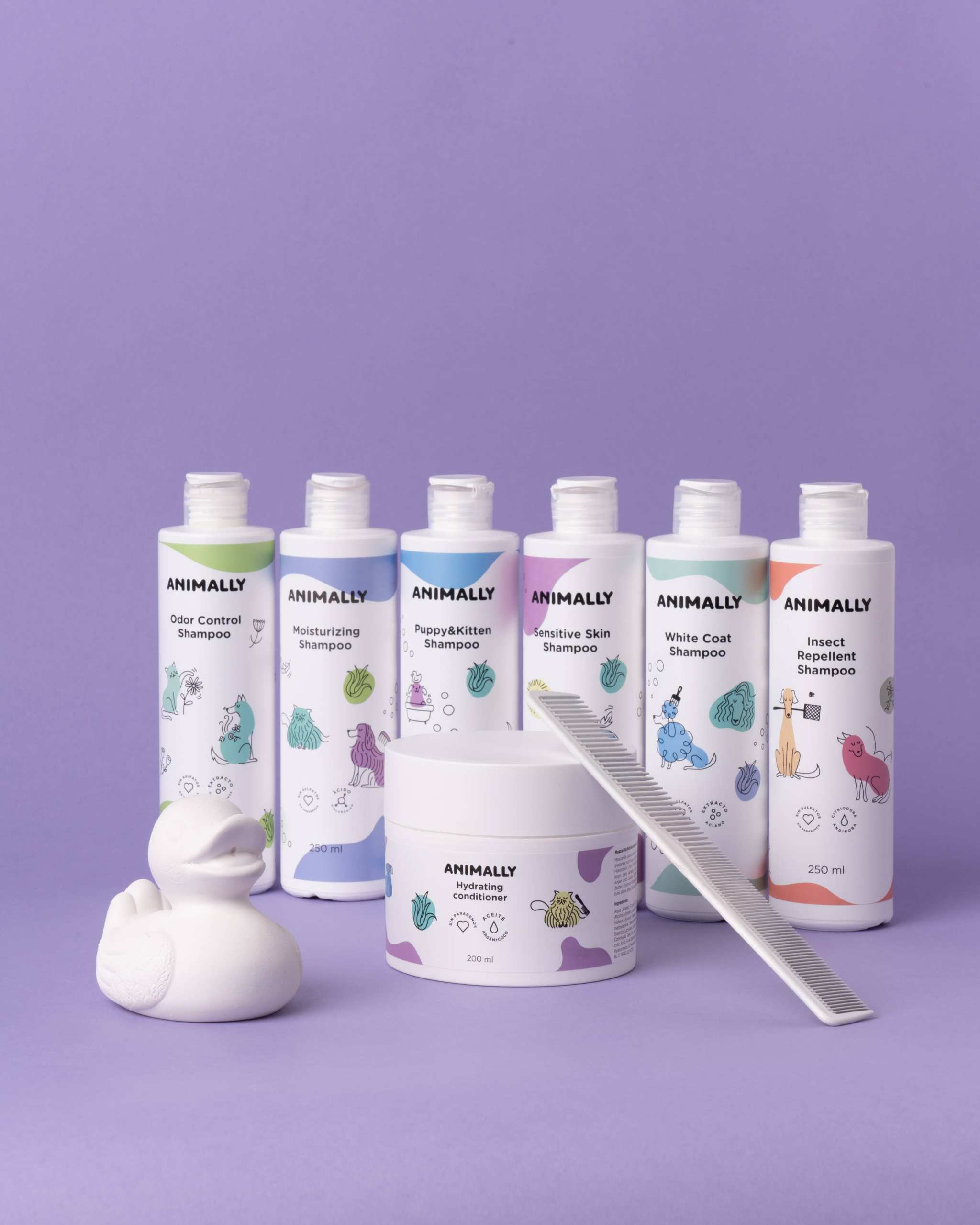 Hundschampo för hundar med vit päls